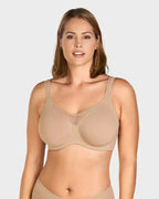 Arenzza women's plus size sheer full coverage minimizer bra in skin tone, designed for comfort and support.