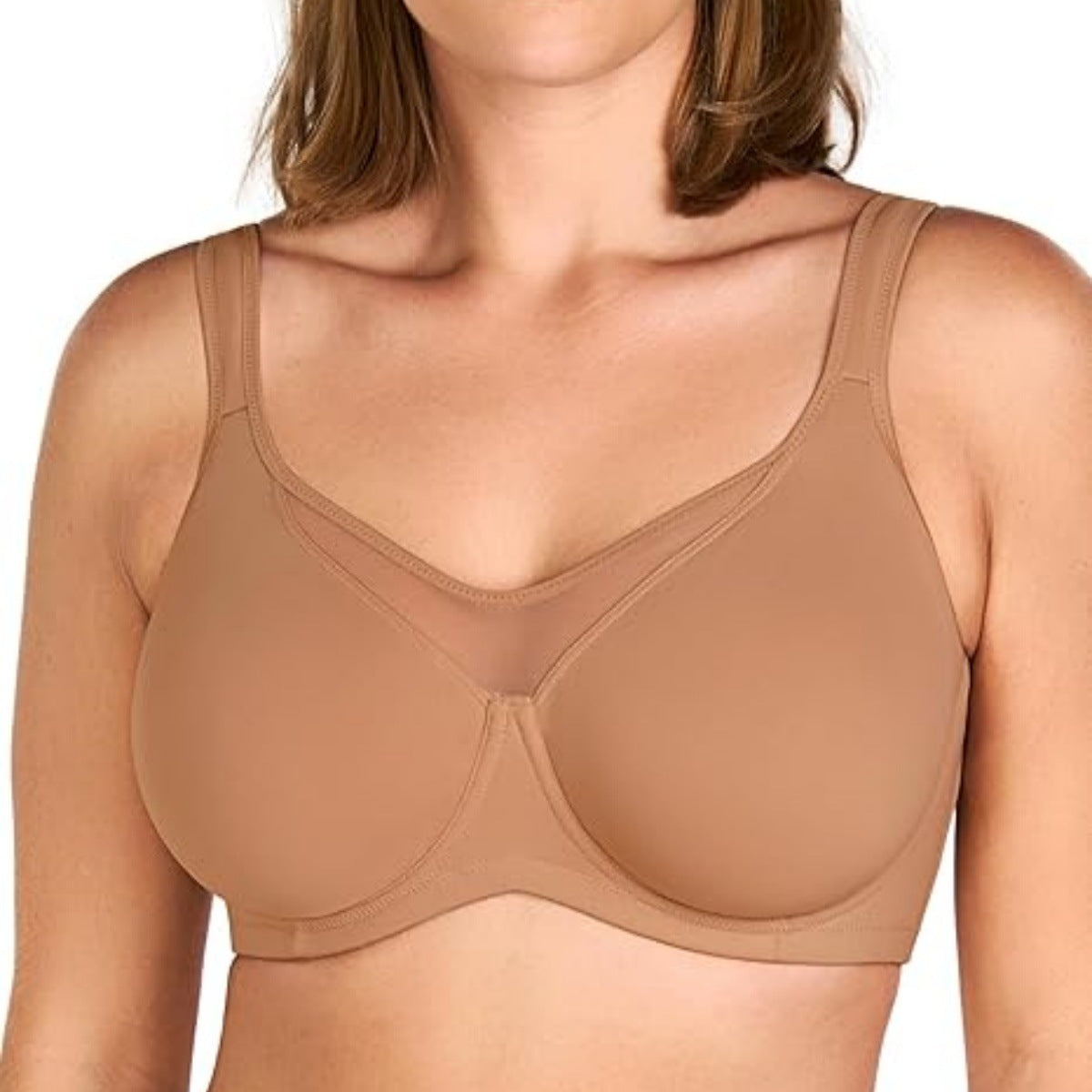 Arenzza women's plus size sheer full coverage bra in elegant design, showcasing soft, supportive lingerie for plus size women.