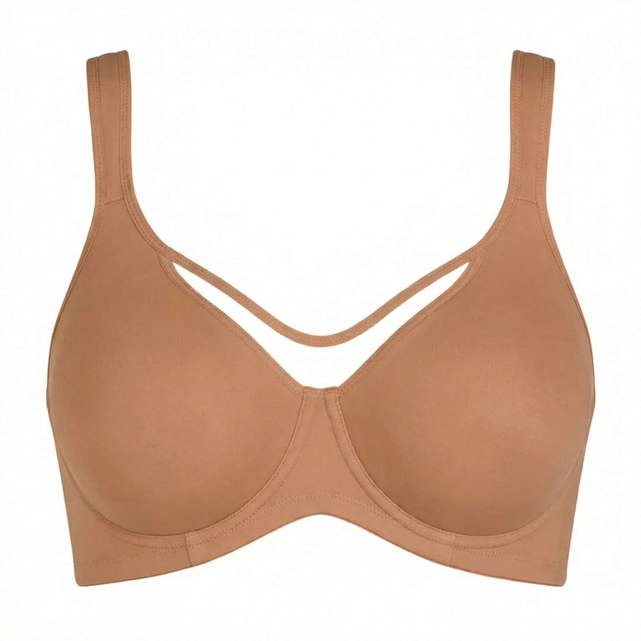 Aarenza women's elegant sheer full coverage plus size bra in black, showcasing smooth fabric and supportive design.