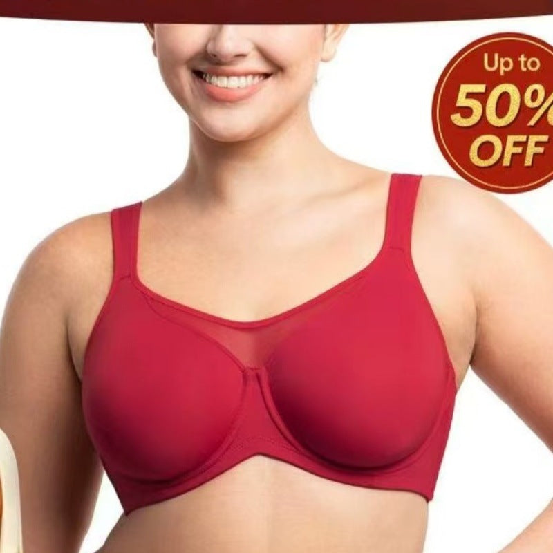 Arenzza women's plus size sheer full coverage bra in elegant design, featuring supportive straps and smooth fabric.