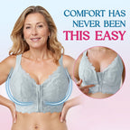 Aarenza women's comfortable front closure lace posture support bra with adjustable straps and soft fabric for everyday wear.