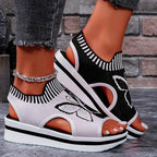 A pair of Arenzza women's casual peep-toe platform beach sandals with open toes and chunky sole on a neutral background.