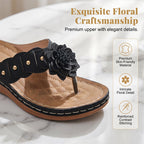 A pair of women's floral thong sandals by Arenzza with arch support, featuring lightweight and stylish design.