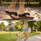 A pair of Arenzza women's floral thong sandals with arch support, lightweight and stylish, featuring colorful flower design and comfortable fit.