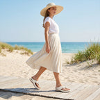 A pair of Arenzza women's floral wedge thong sandals with floral accents, cushioned arch support, and non-slip outsole.