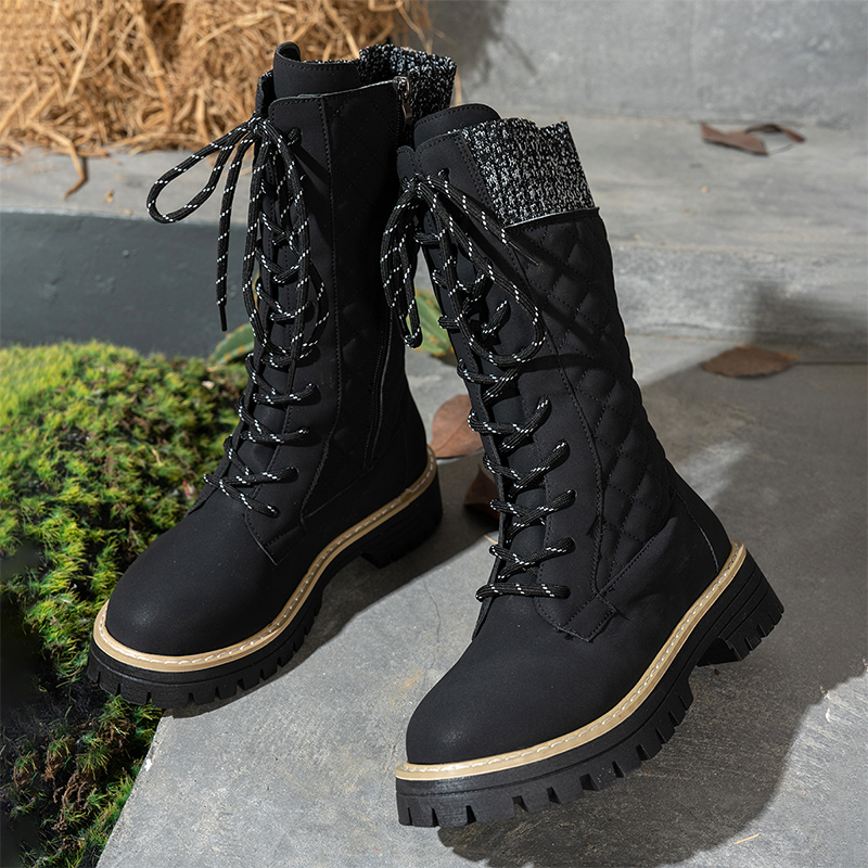Arenzza women's quilted mid-calf winter boots with side zipper, featuring warm insulation and stylish design for cold weather.