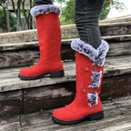 Women's thick plush mid-calf snow boots by Arenzza with cozy fur lining and durable rubber soles for winter warmth and style.