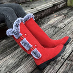 Women's thick plush mid-calf snow boots by Arenzza featuring warm, cozy fleece lining and durable waterproof exterior.
