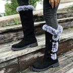 Women's thick plush mid-calf snow boots by Arenzza featuring soft insulation and rugged rubber soles for winter warmth and comfort.