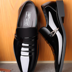Men's classic black business dress shoes by Arenzza, featuring polished leather and sleek formal design.