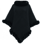 Women's Arenzza faux fur trim knit shawl with ultra-warm, stylish design, showcasing soft knit fabric and plush fur accents.