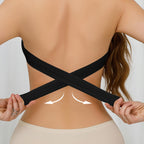 Aarenza women's strapless wireless bra with non-slip design and crossover side closure, black, showcasing comfortable, supportive lingerie.