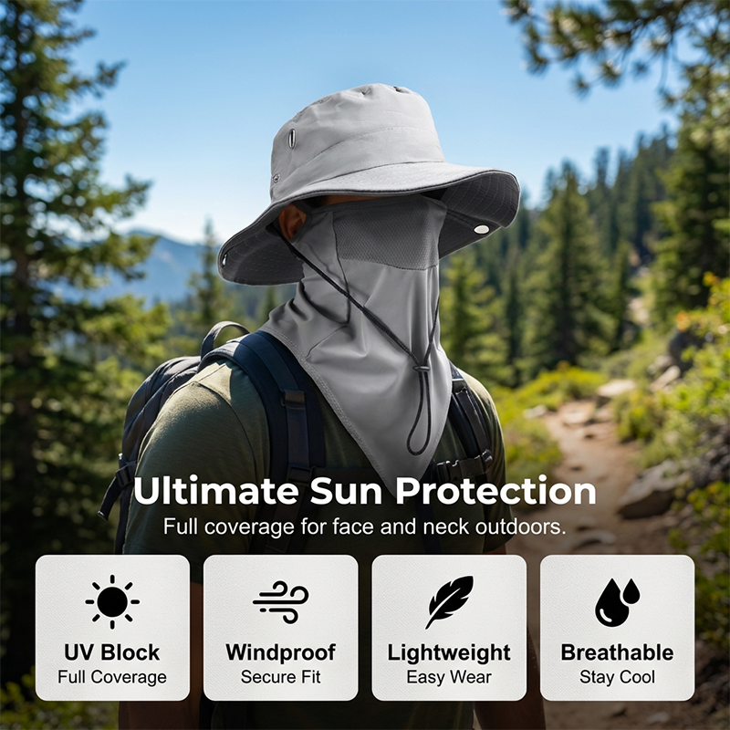 Arenzza breathable fisherman hat with detachable face mask, lightweight outdoor clothing and accessories for sun protection and style.