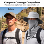 Aarenzza breathable fisherman hat with a detachable face mask, lightweight sun protection accessory for outdoor wear.