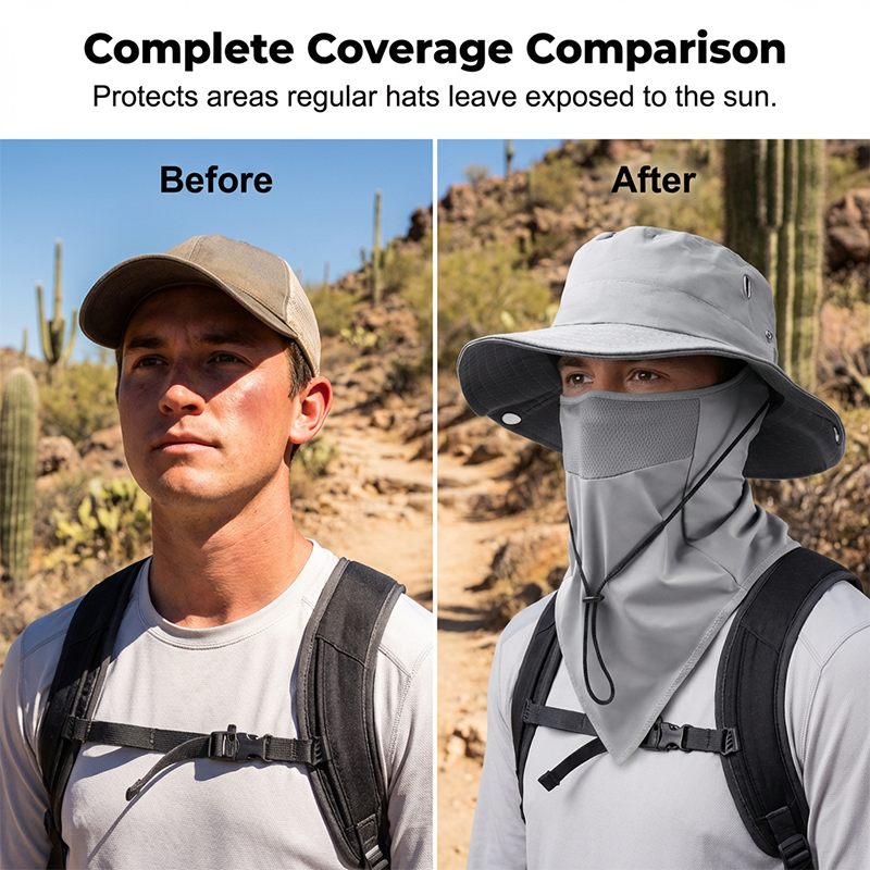 Aarenzza breathable fisherman hat with a detachable face mask, lightweight sun protection accessory for outdoor wear.
