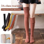 A pair of warm, black thigh-high socks from Arenzza, styled as long stockings for cozy, fashionable legwear.