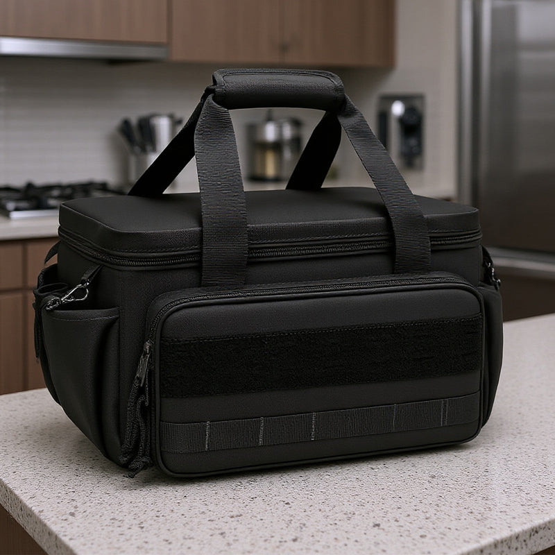 Heavy-duty 14-inch canvas tool bag by Arenzza with multiple pockets and reinforced handles for durable tool storage.