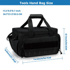 Aarenzza 14-inch heavy-duty canvas tool bag with multiple compartments, sturdy handles, and rugged construction for tools and accessories.