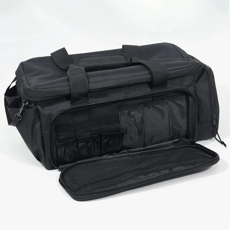 Heavy-duty 14-inch Arenzza canvas tool bag with multiple pockets for tools and accessories, durable and spacious for work use.