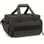 A 14-inch heavy-duty canvas tool bag by Arenzza with sturdy handles, open to show spacious interior for tools and accessories.