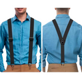 A pair of men's X-back suspenders with hook clips from Arenzza, featuring adjustable straps and metal hardware.