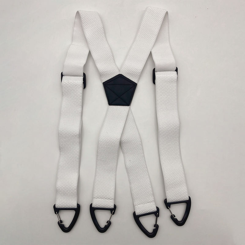 A pair of black men's X-back suspenders with hook clips from Arenzza, displayed flat against a white background.