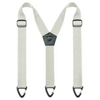 Black men's X-back suspenders with hook clips by Arenzza, showing the adjustable straps and clip attachments.