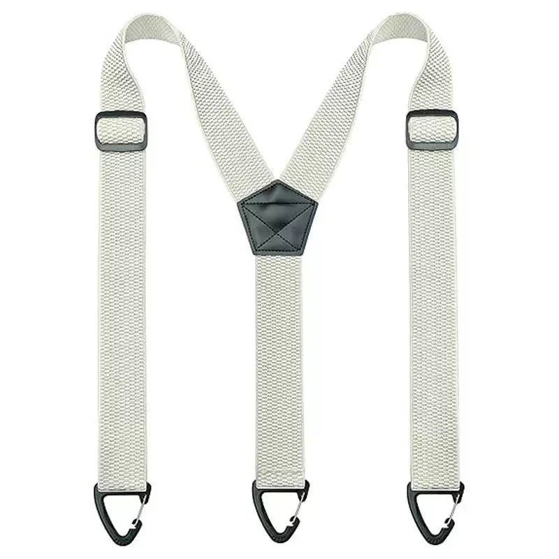 Black men's X-back suspenders with hook clips by Arenzza, showing the adjustable straps and clip attachments.