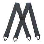 A pair of black men's X-back suspenders with hook clips from Arenzza, showing the adjustable straps and clip attachments.
