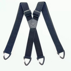 A pair of men's black X-back suspenders with hook clips from Arenzza, displayed on a plain background.