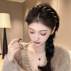 Aarenzza vintage high cranium artificial pearl hairband featuring a wide band with elegant pearl embellishments for stylish hair accessories.