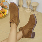 Women's solid elastic low heel ankle boots by Arenzza, featuring a sleek design with comfortable fit and stylish ankle coverage.