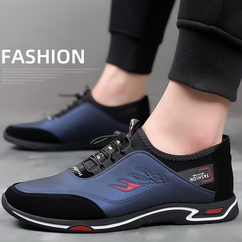Arenzza men's slip-on shoes, lightweight and breathable, shown in a close-up with black fabric and casual design.