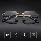 Arenzza ultra-lightweight geometric shape reading glasses with clear lenses and slim black frames on a white background.