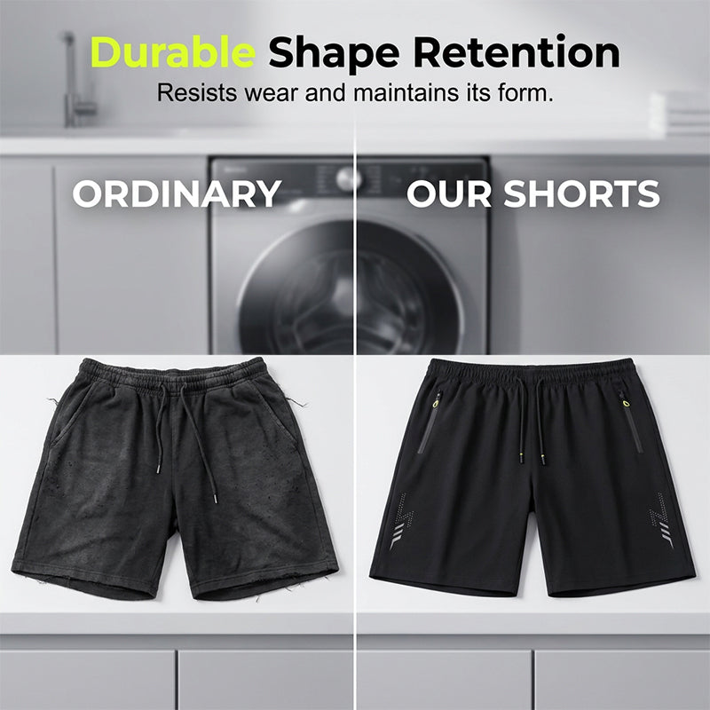 A pair of men's summer quick-dry sports shorts by Arenzza, shown in blue with an elastic waistband and breathable fabric.
