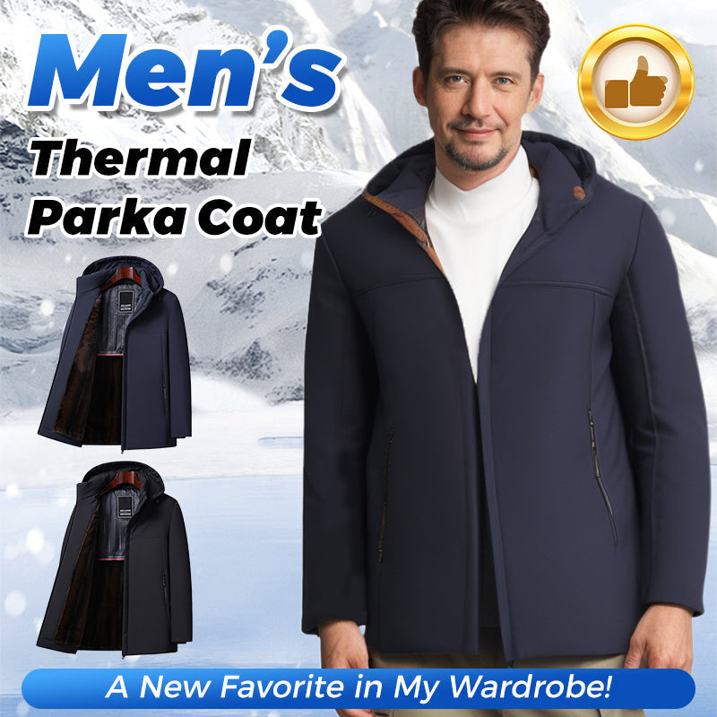 A men's thermal thick hooded parka coat by Arenzza, designed for warmth, featuring a cozy hood and insulated fabric.