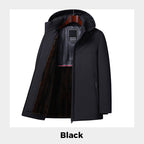 A men's warm thermal hooded parka coat by Arenzza, featuring a thick insulated design and a cozy hood for winter warmth.