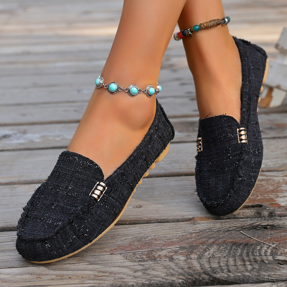 Women's leopard print patchwork loafers by Arenzza, featuring stylish design and comfortable slip-on style.