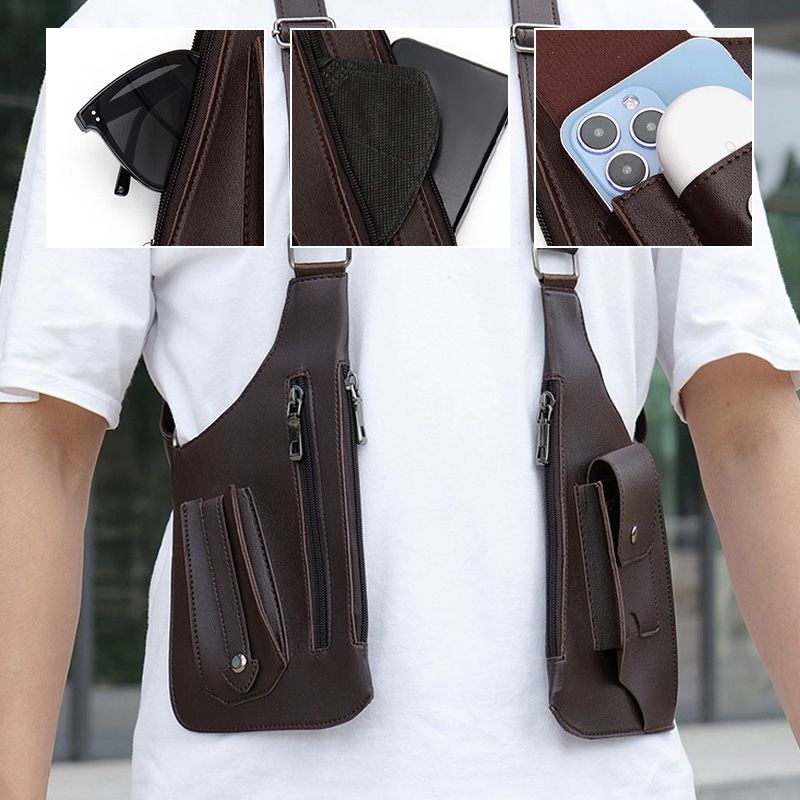 Arenzza outdoor tactical bag with double shoulder straps and multiple pockets, designed for anti-theft and outdoor activities.