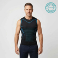 Aarenza ionic shaping vest in black, sleeveless body contouring compression shirt with cooling fabric, designed for fitness and shaping.