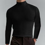 A men's high neck slim fit T-shirt by Arenzza, made of stretchy, breathable fabric, suitable for gym or casual wear.