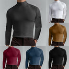 A men's high neck slim fit T-shirt by Arenzza in stretchy, breathable fabric, suitable for gym or casual wear.