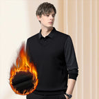 Arenzza striped lapel fake two-piece shirt, knitted fabric, featuring a collared design and stylish pattern, displayed on a plain background.