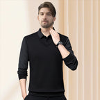 Arenzza striped lapel fake two-piece shirt, knitted fabric, stylish design, shown on a mannequin.