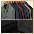 A striped lapel fake two-piece shirt by Arenzza featuring a knitted design, stylish collar, and layered look for casual wear.