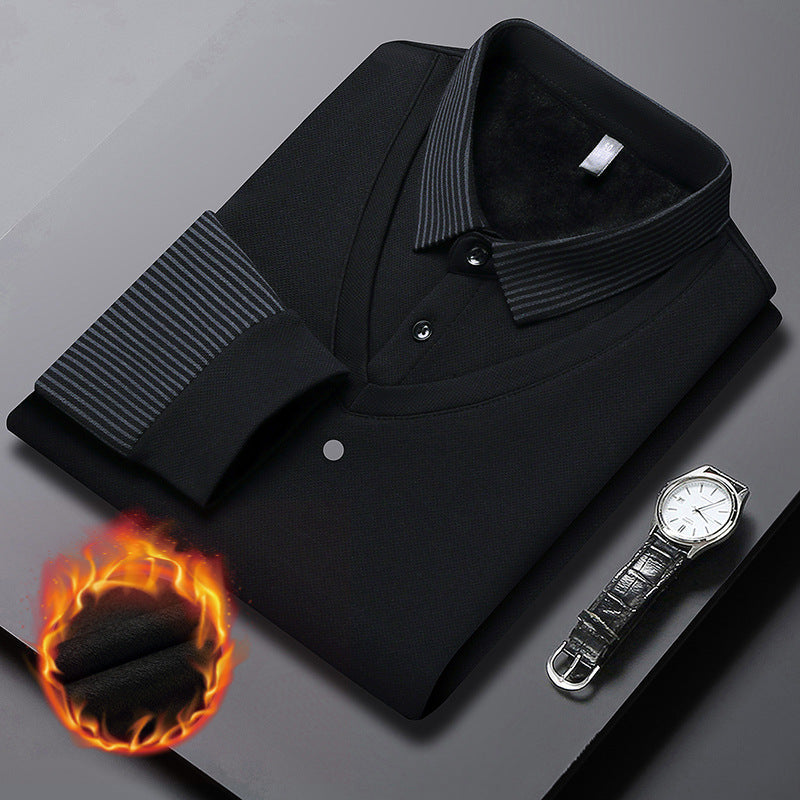 Aarenzza striped lapel fake two-piece shirt, stylish clothing and accessories with a modern design, shown on a model.
