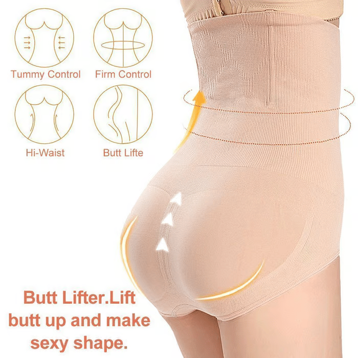 Arenzza high waist tummy control shapewear panties in black, designed to shape and smooth the waist and hips.
