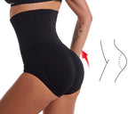 A pair of black high waist tummy control shapewear panties by Arenzza, designed to shape and smooth the waist and tummy area.