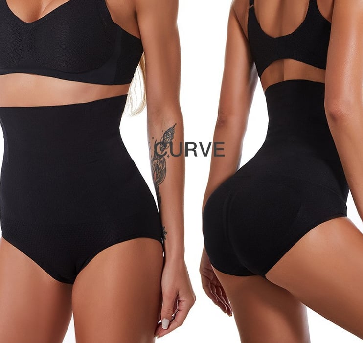 Arenzza high waist tummy control shapewear panties in black, designed to shape and smooth the waist and hips.