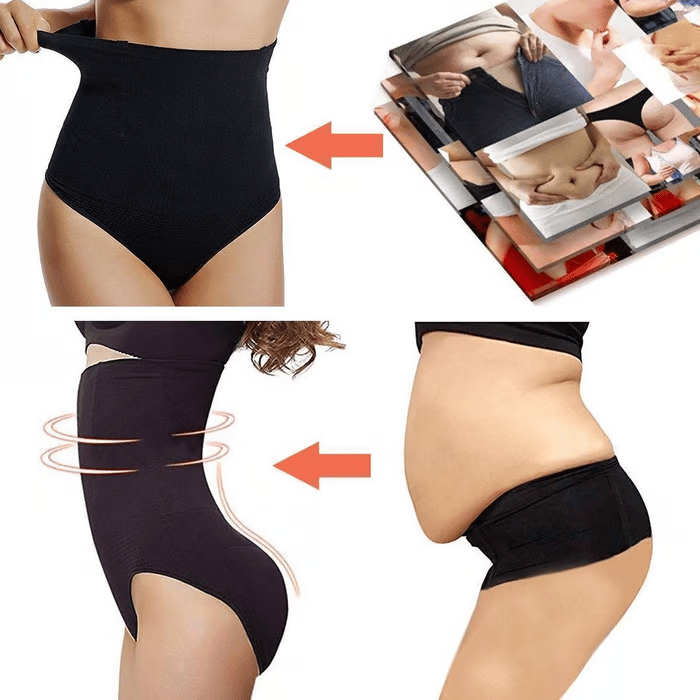 Arenzza high waist tummy control shapewear panties in black, designed to shape and smooth the waist and hips.